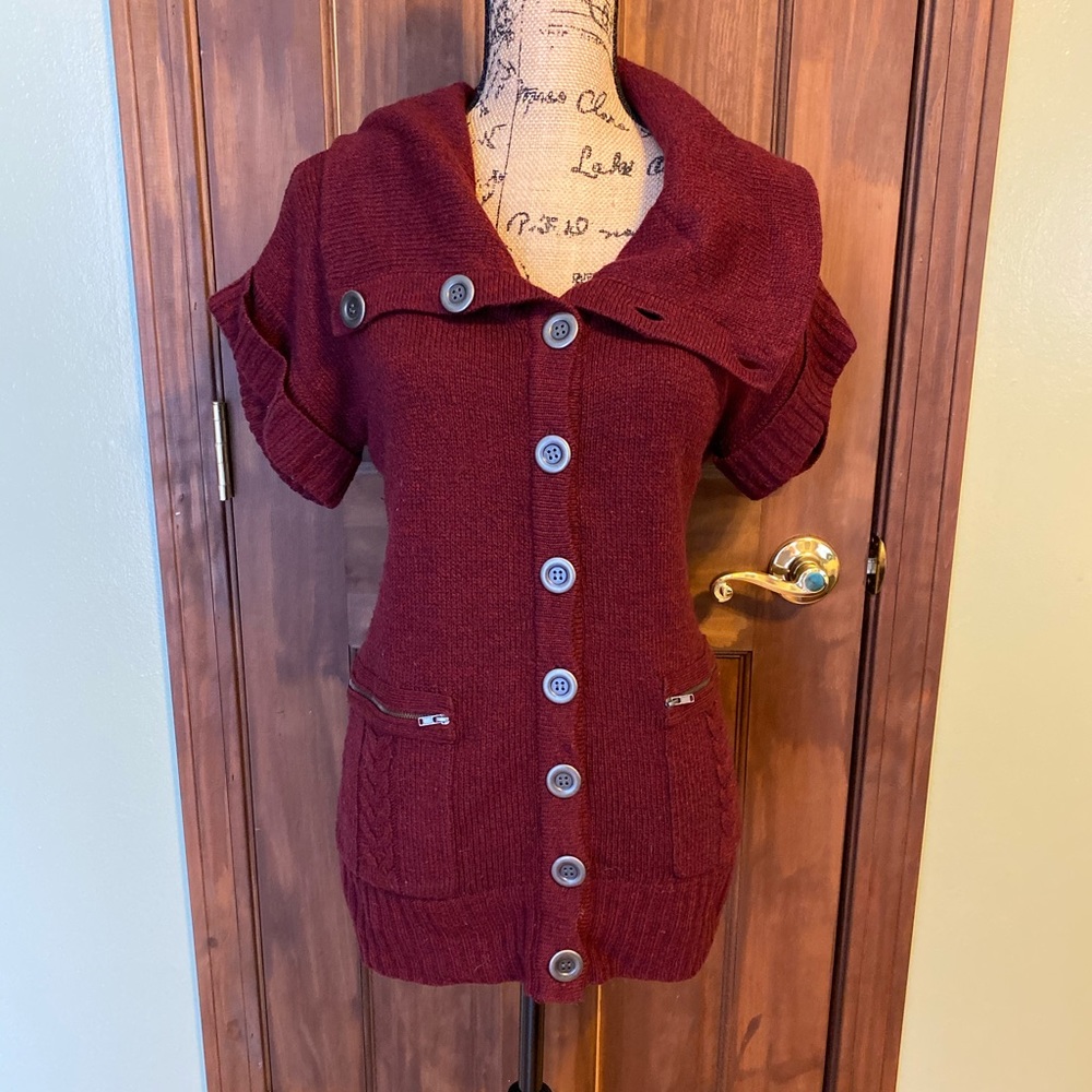 Dress Barn burgundy cardigan M - Picture 1 of 6